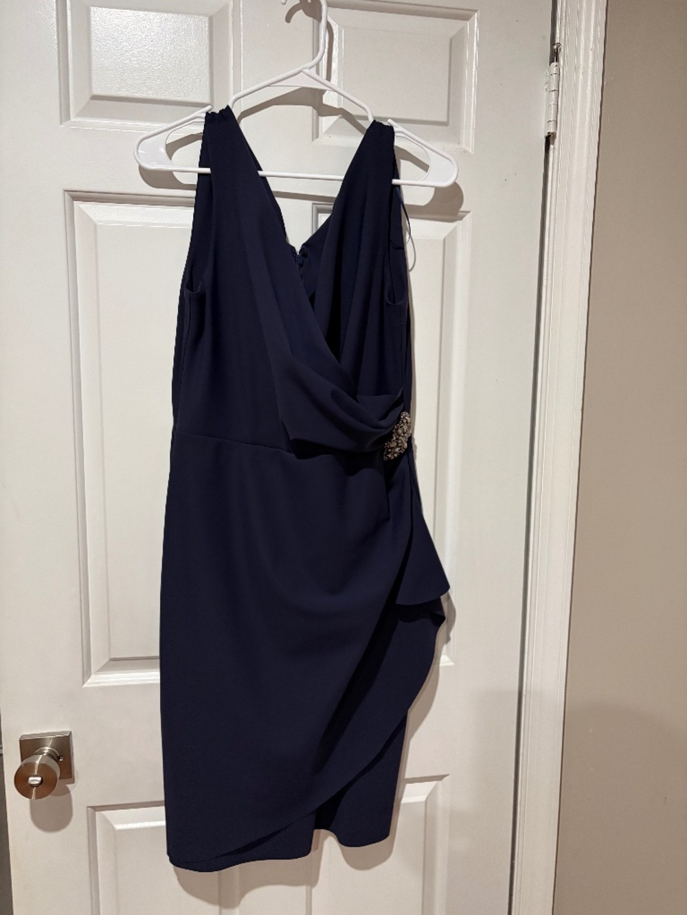 Alex Evenings Navy Embellished Ruched Cocktail Dress Size 10 NWOT